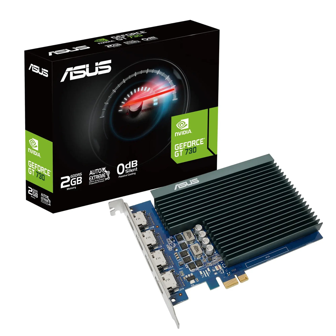 ASUS GT730-4H-SL-2GD5 - Graphics card - GF GT 730 - 2 GB GDDR5 - PCIe 2.0 - 4 x HDMI - fanless ASUS