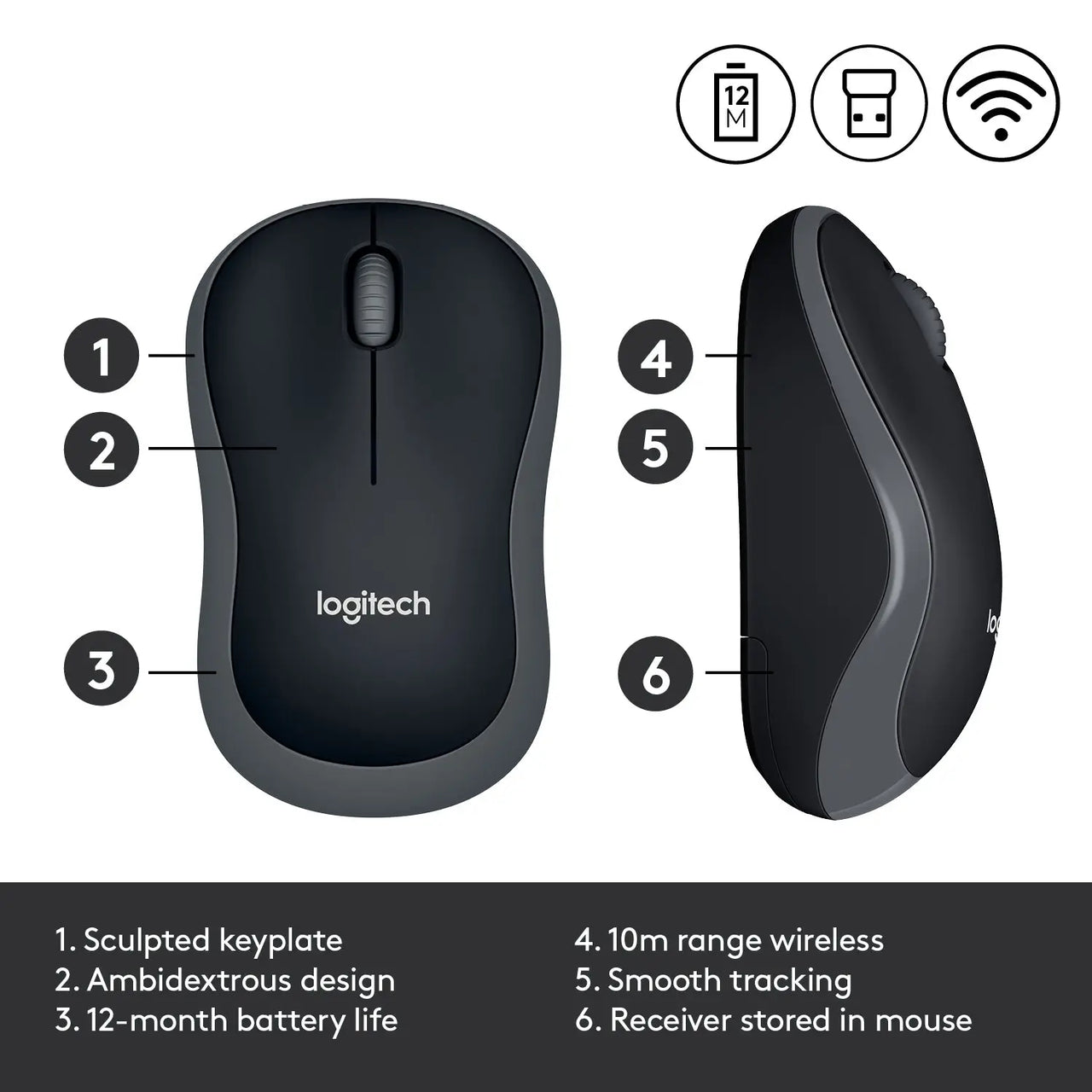 Logitech Wireless Mouse M185 Grey LOGITECH