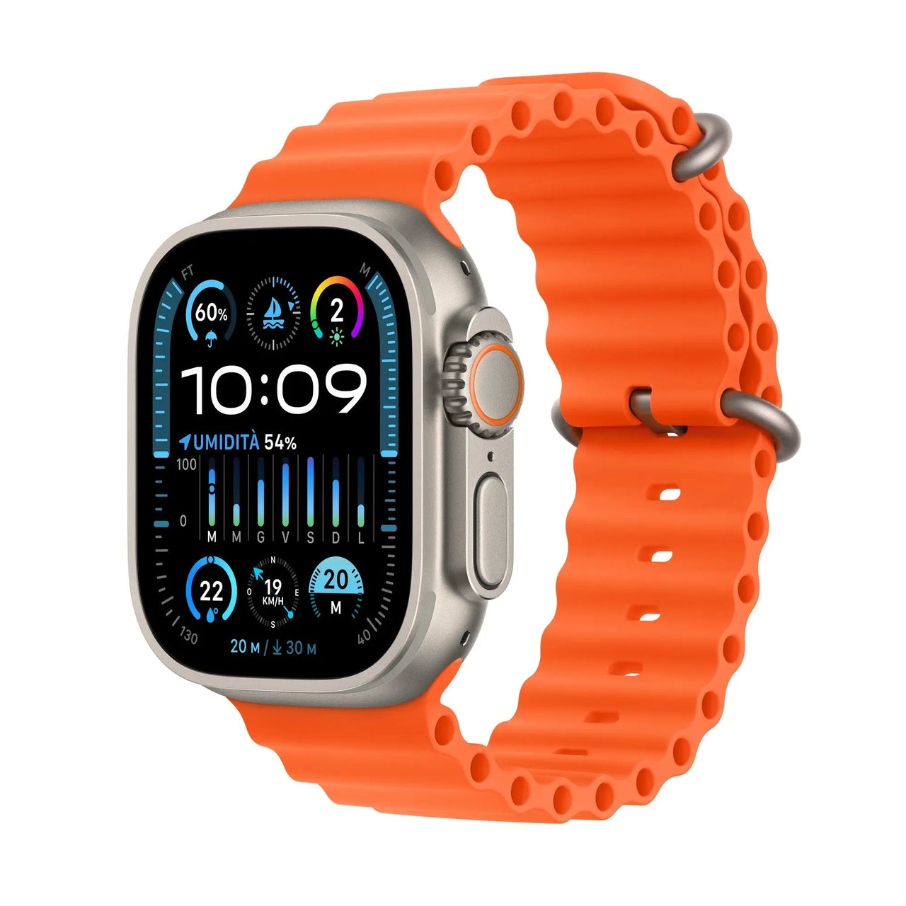 Apple Watch Ultra 2 GPS + Cellular, 49mm Titanium Case w/ Orange Ocean Band APPLE